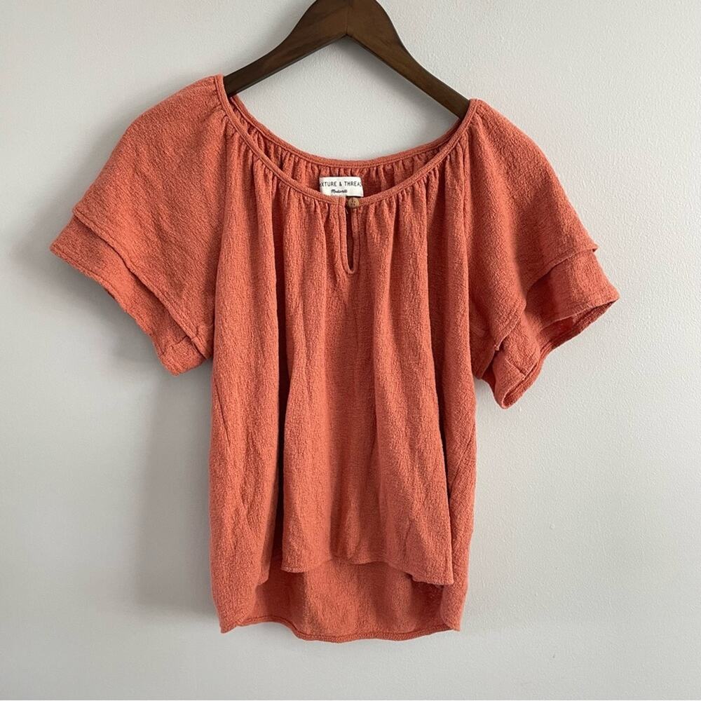 Madewell | Women’s Texture & Thread Tiered-Sleeve Top Layers Rusty Orange Fall S - Picture 2 of 11